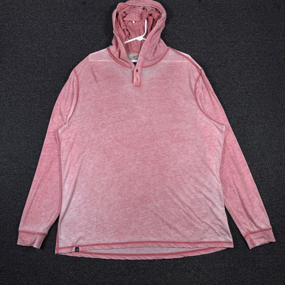 Johnnie-O Hangin' Out Henley Hoodie Shirt Men's XL Pink Heathered Lightweight